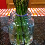 Treat asparagus like a bouquet of fresh cut flowers!