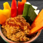 Muhummarah-mus is delicious as a dip with crunchy veggies!