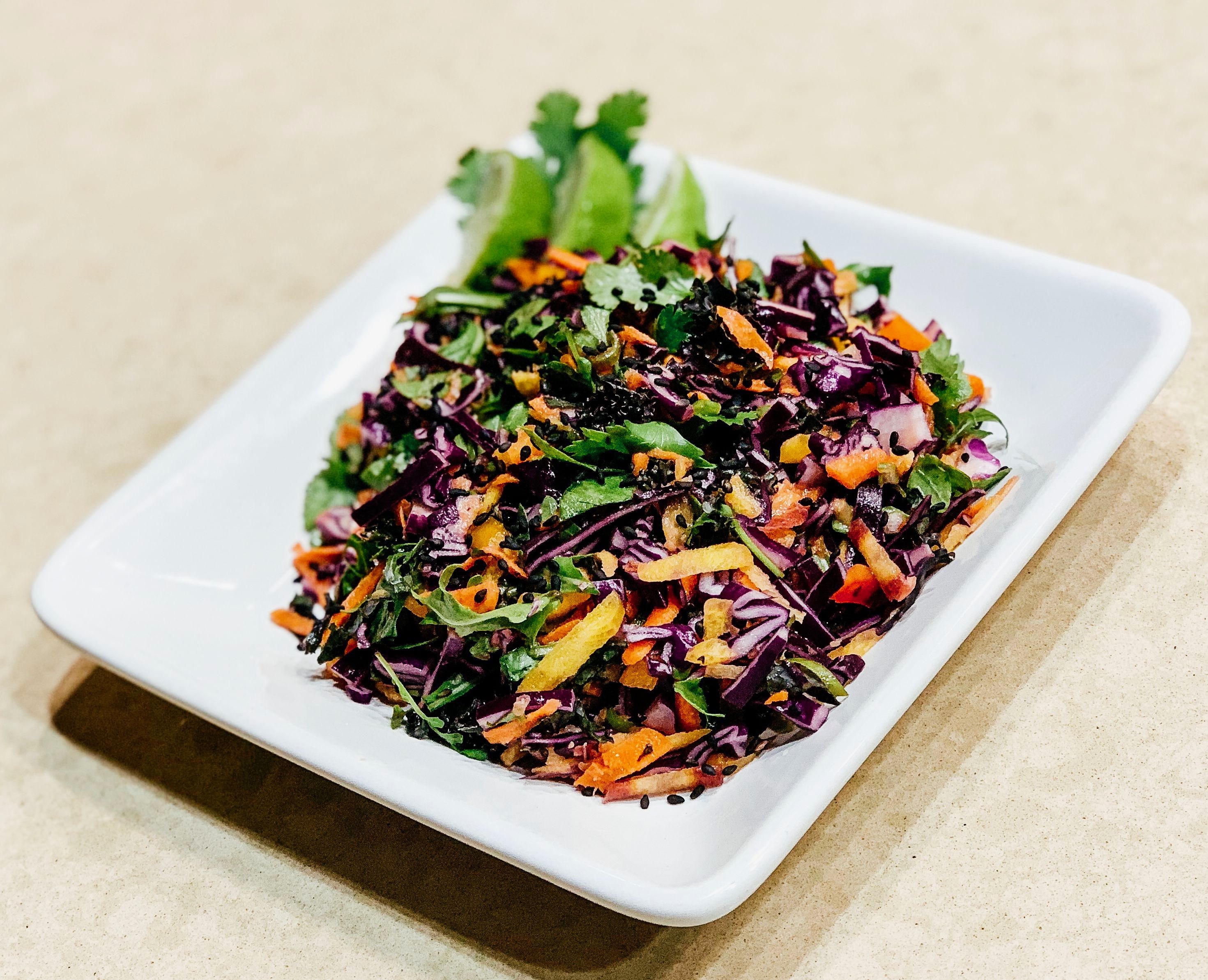 picture of cabbage salad with li-miso dressing