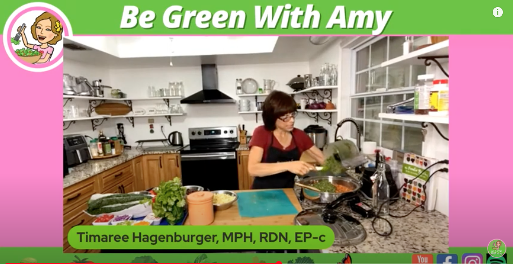 Be green with amy cooking demo, tofu breakfast scramble from The Foodie Bar Way of Life and Foodie Bar Way cookbook healthy plant-based vegan nutrition family friendly inexpensive